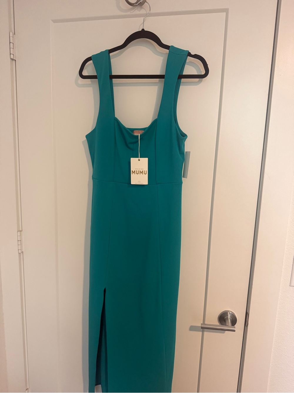 Show Me Your MuMu Teal Maxi Sheath Dress with Slit